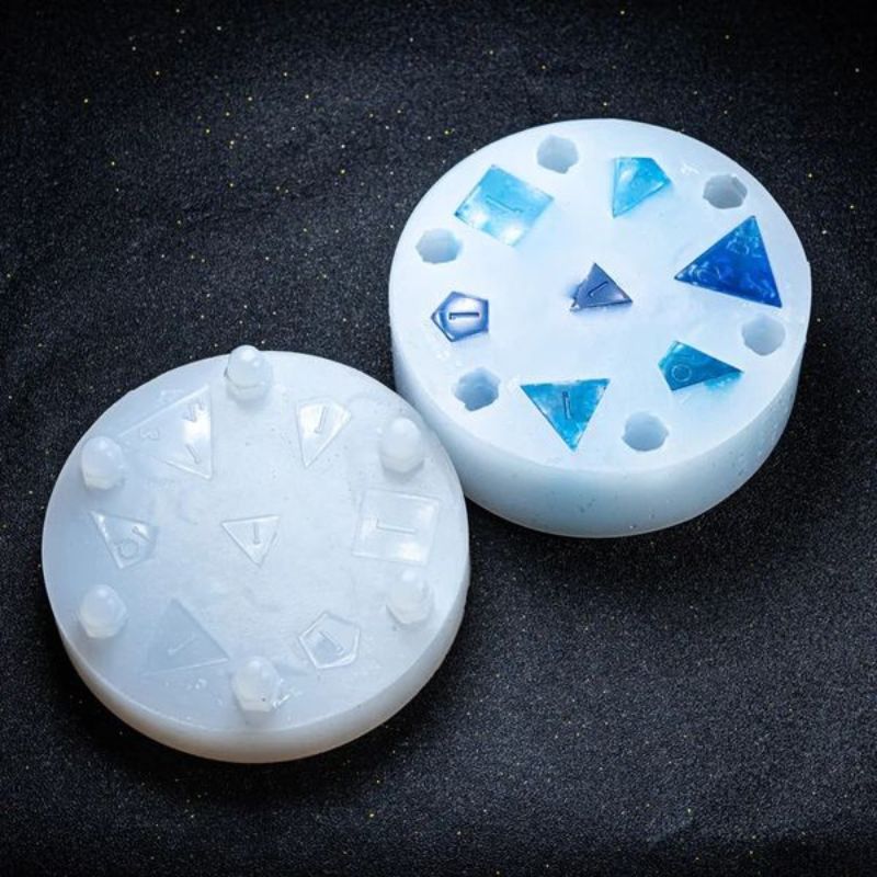 7 Shapes Dice with Numbers Resin Box Molds Set