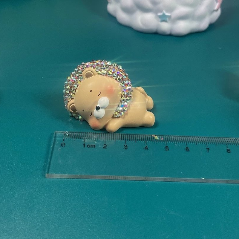 Molde de resina con forma de león pequeño y lindo de diamante hecho a mano
