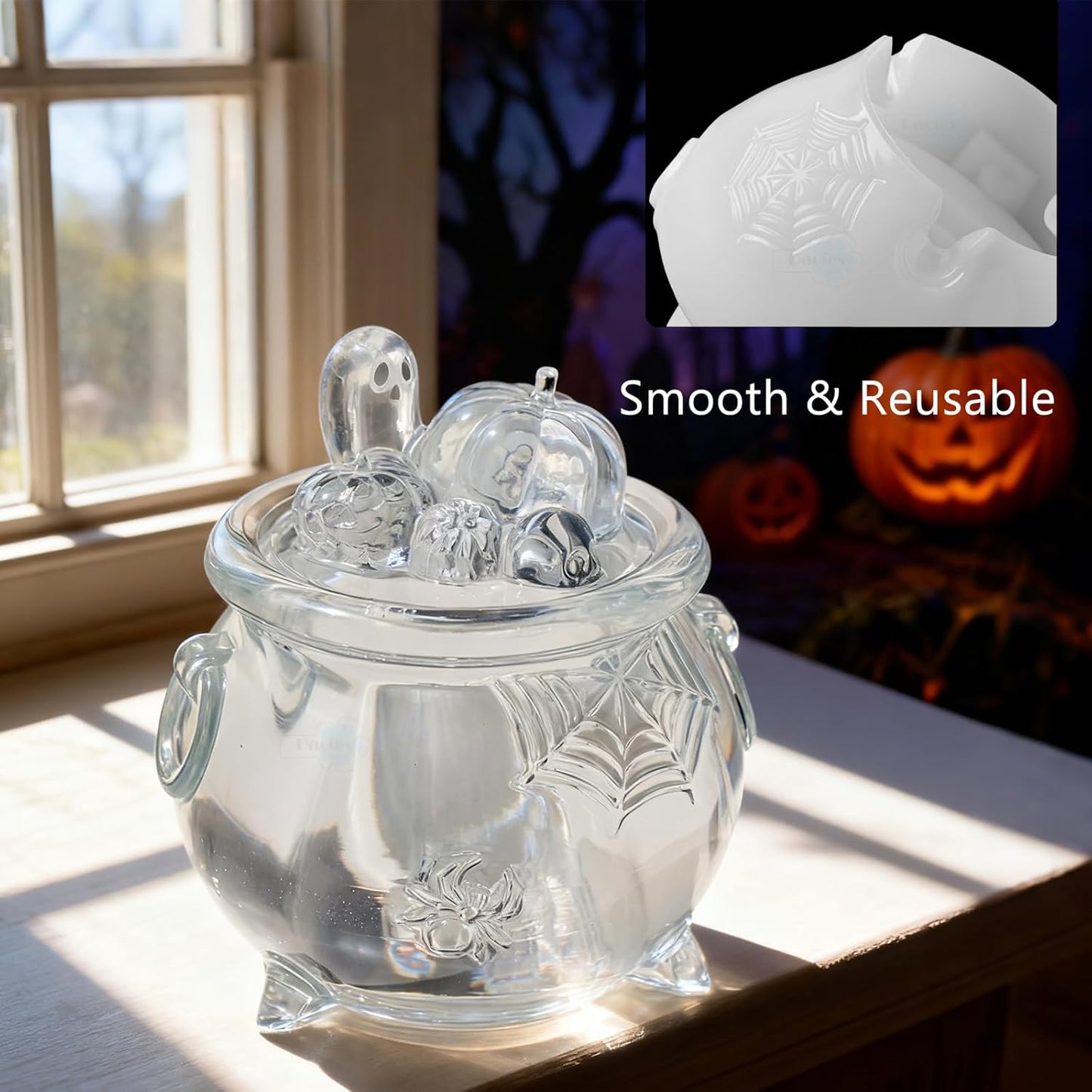 Pumpkin Spider Bone Witch Cauldron Resin Mold