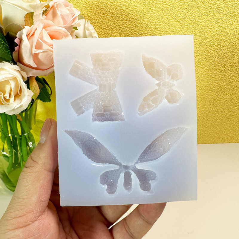 Molde de resina 3 en 1 para decoración de joyas con forma de mariposa de diamante hecho a mano