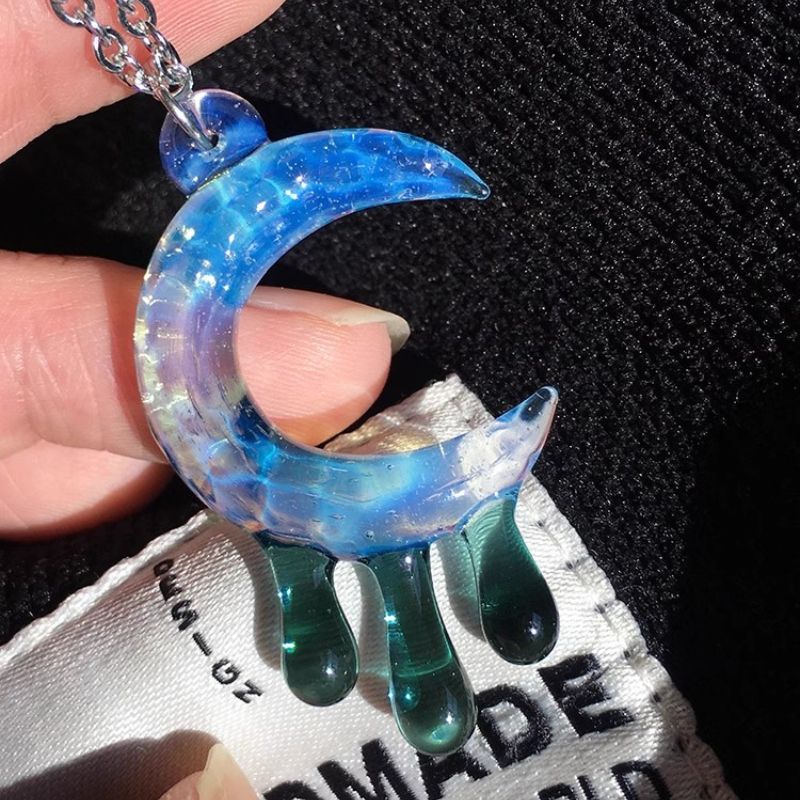 Moldes de resina para joyería hechos a mano con forma de luna derretida con ondas de agua y agujeros