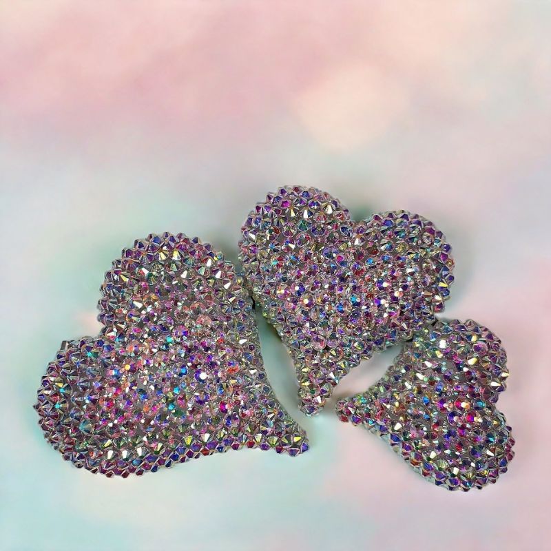 Moldes de resina para colgantes de joyería con forma de corazón grueso y abultado de diamantes hechos a mano