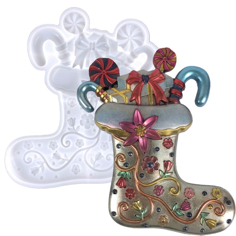 Christmas Bells Santa Sock Crutches Candy Decorations Resin Molds