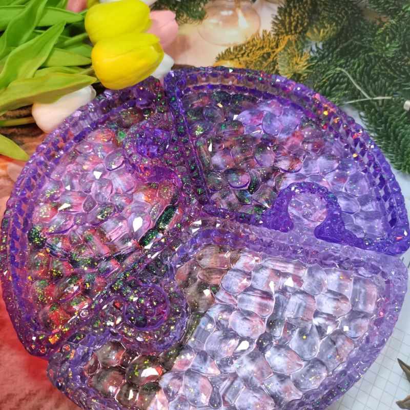 Molde de resina para adorno de bandeja de patchwork de diamantes hecho a mano
