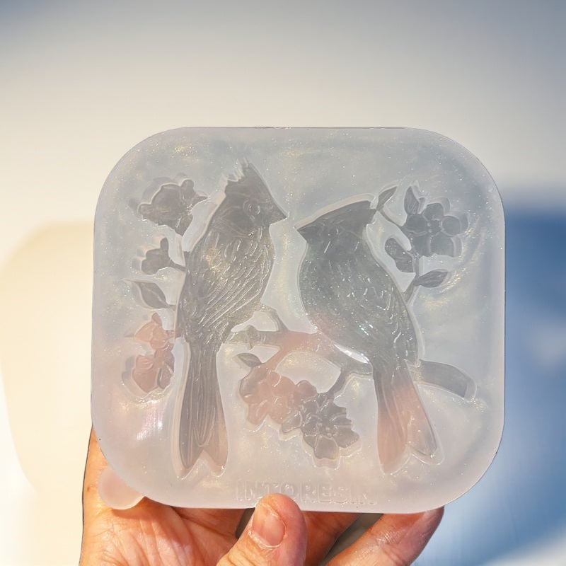 Handmade Cardinal Bird Couple Hanging Resin Mold