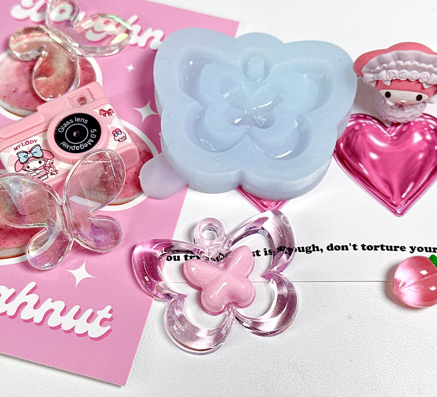 Handmade Double Layer Butterfly Jewelry Accessories Resin Mold with Hole
