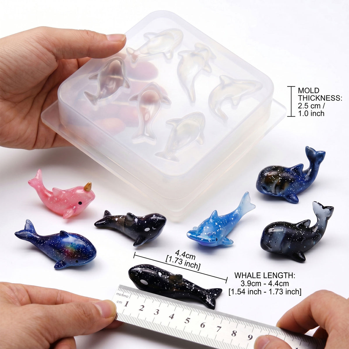 6-in-1 Mini Ocean Animals 3D Silicone Resin Mold