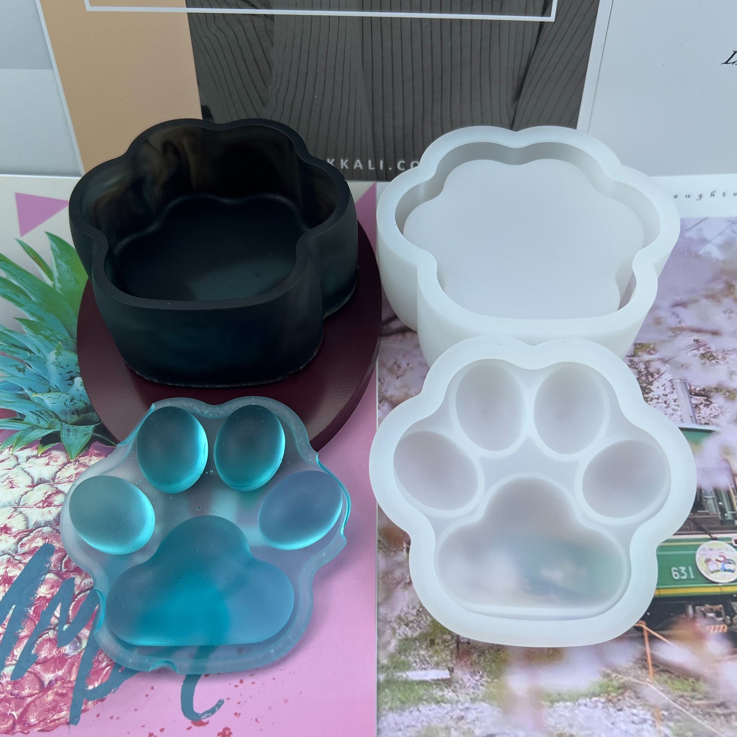 Molde para caja de almacenamiento con forma de garra de gato con efecto esmerilado