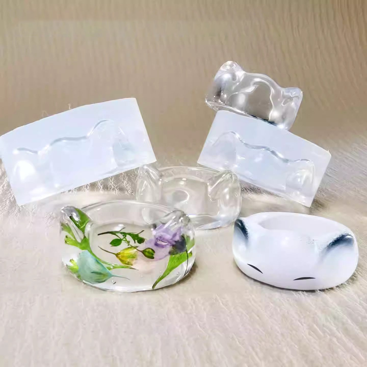 Moldes de resina para decoración de anillos con forma de orejas de gato hechos a mano