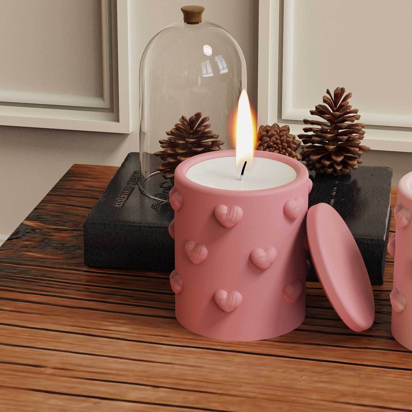 Embossed Heart Storage Jar Resin Mold