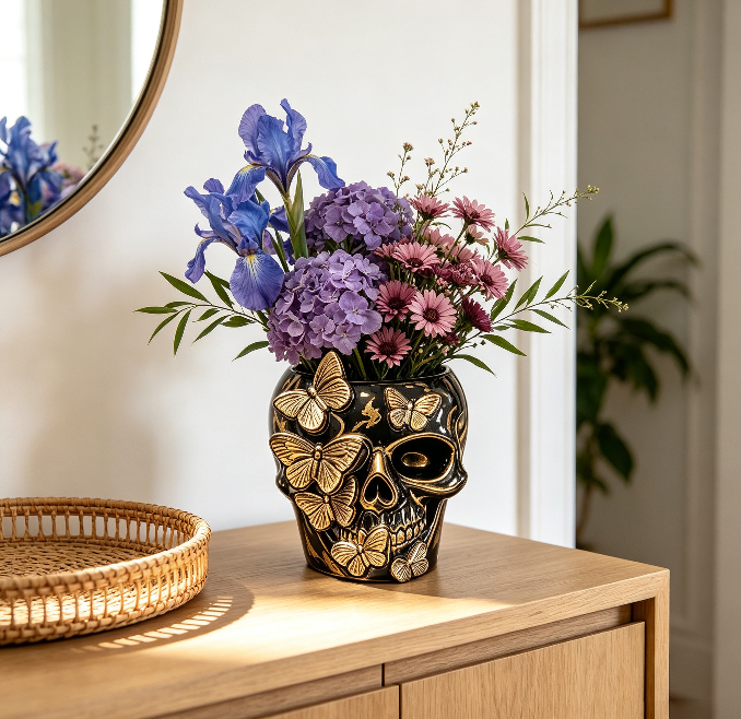 Butterfly Skull Vase & Storage Decor Resin Mold