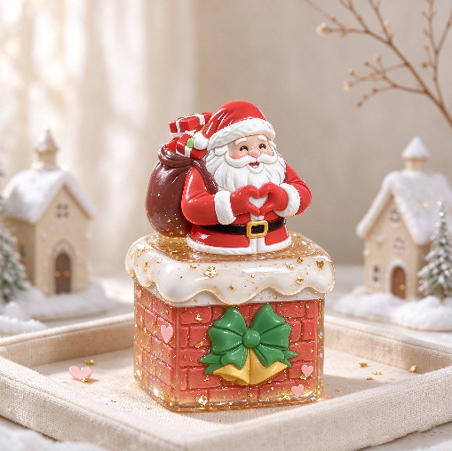 【VIP EXCLUSIVE】Handmade Heart Gesture Santa Claus Chimney Square Storage Jar Resin Mold