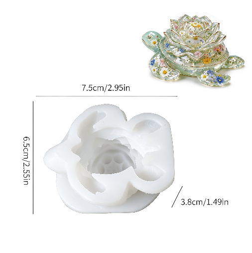 Rose & Lotus Turtle Decorative Figurine Resin Mold