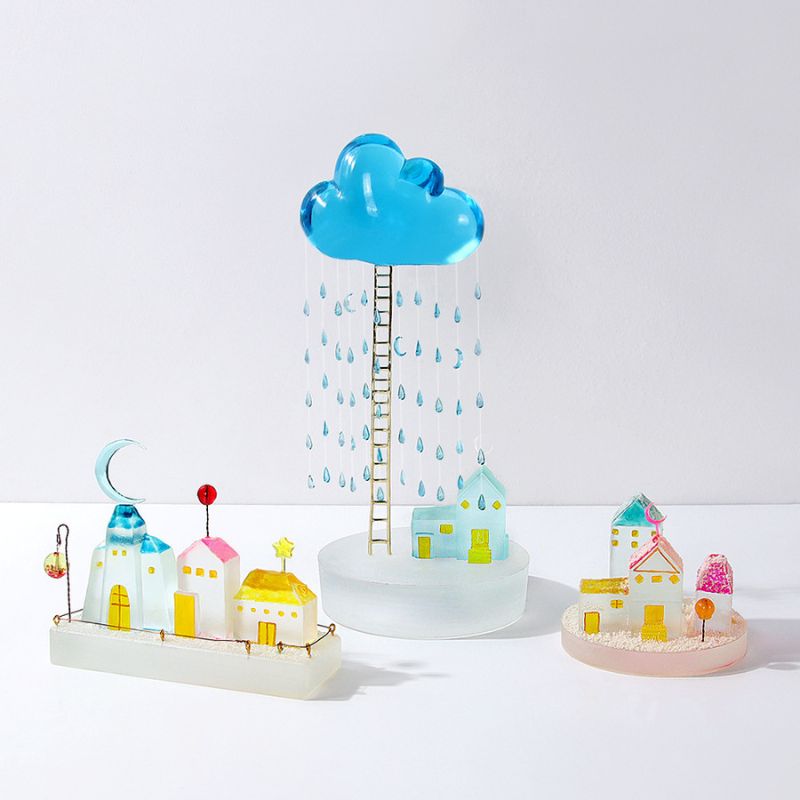 12 pcs Small House Decorations That Are Raining Resin Molds
