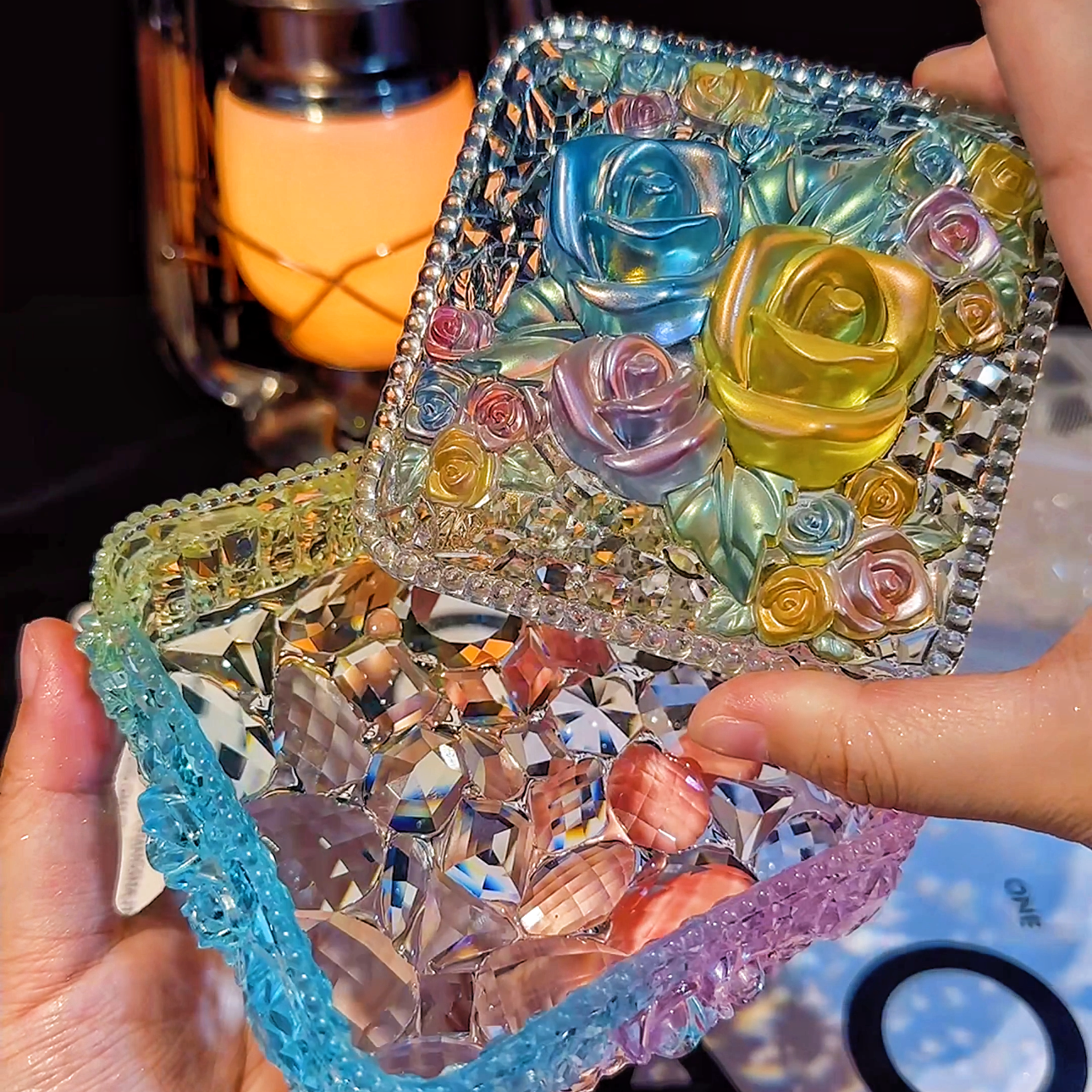Molde de resina de caja de rosas de silicona hecho a mano