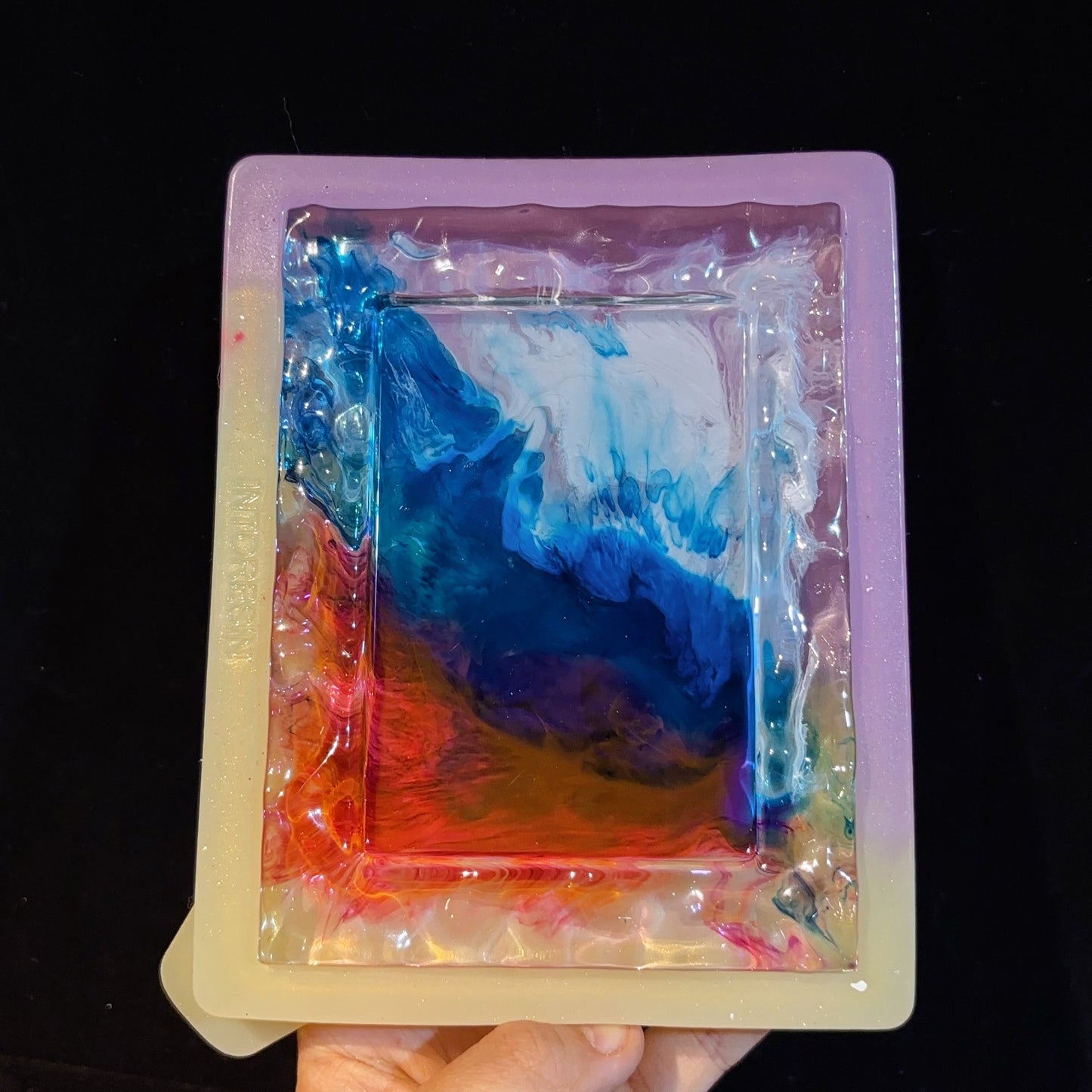 Molde de resina para marco de fotos rectangular con ondas de agua hecho a mano