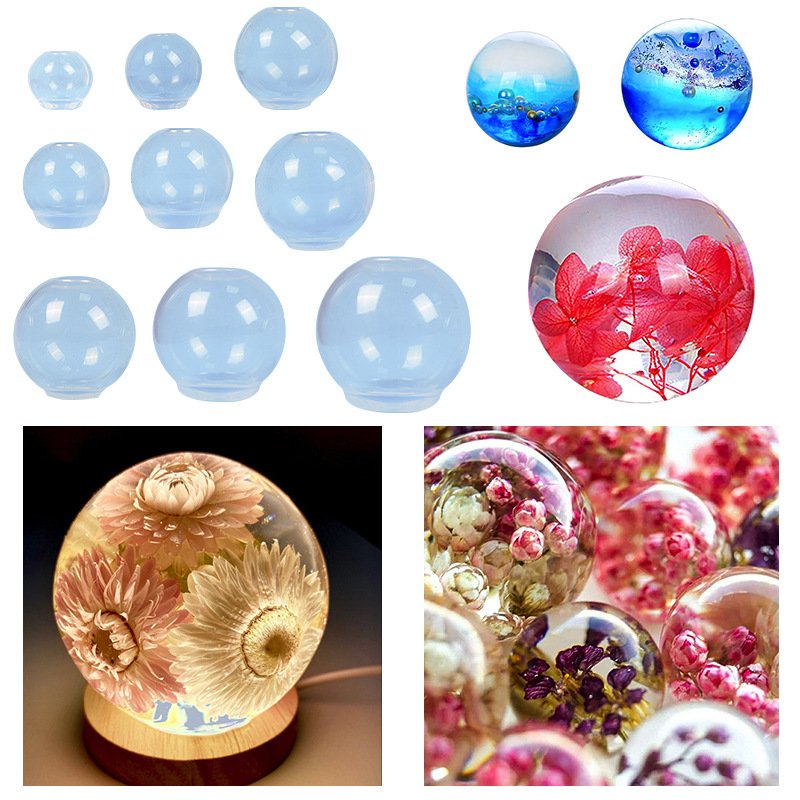 Molde de silicona con esfera de resina transparente