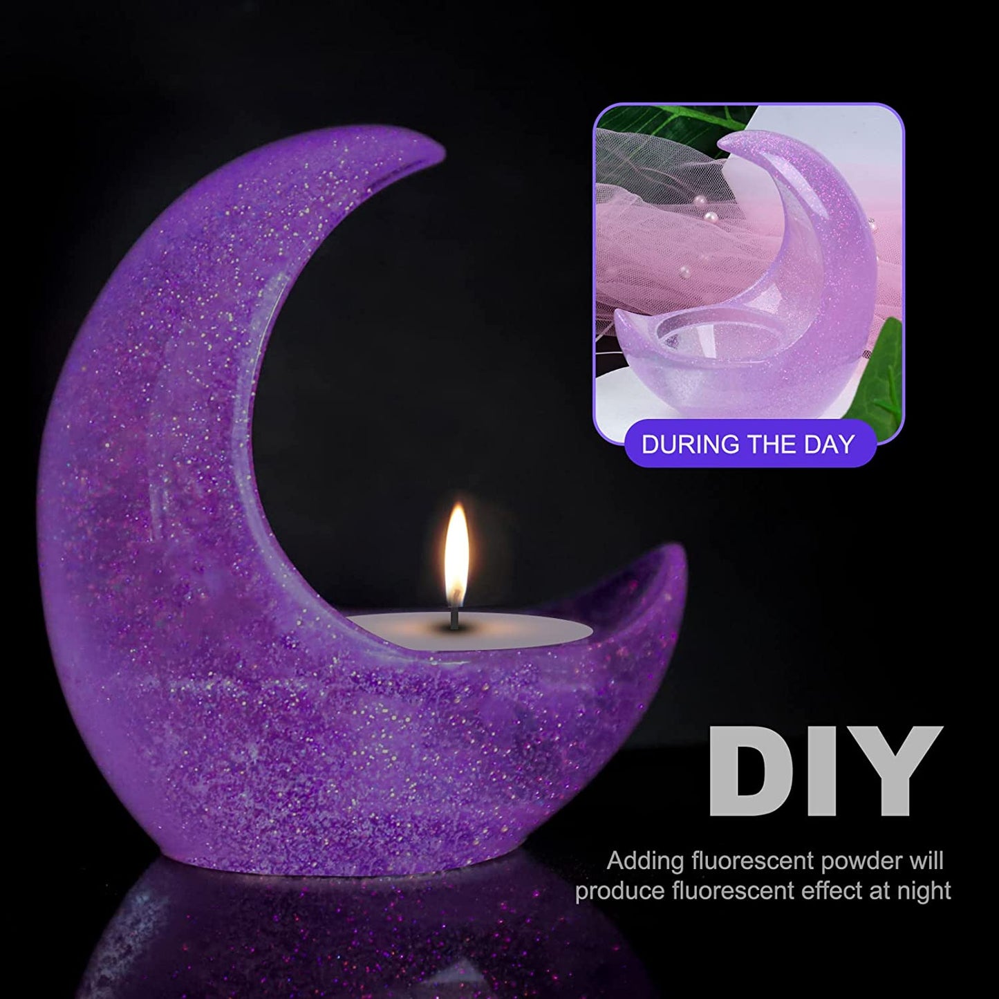 Moon Shape Candle Holder Resin Molds