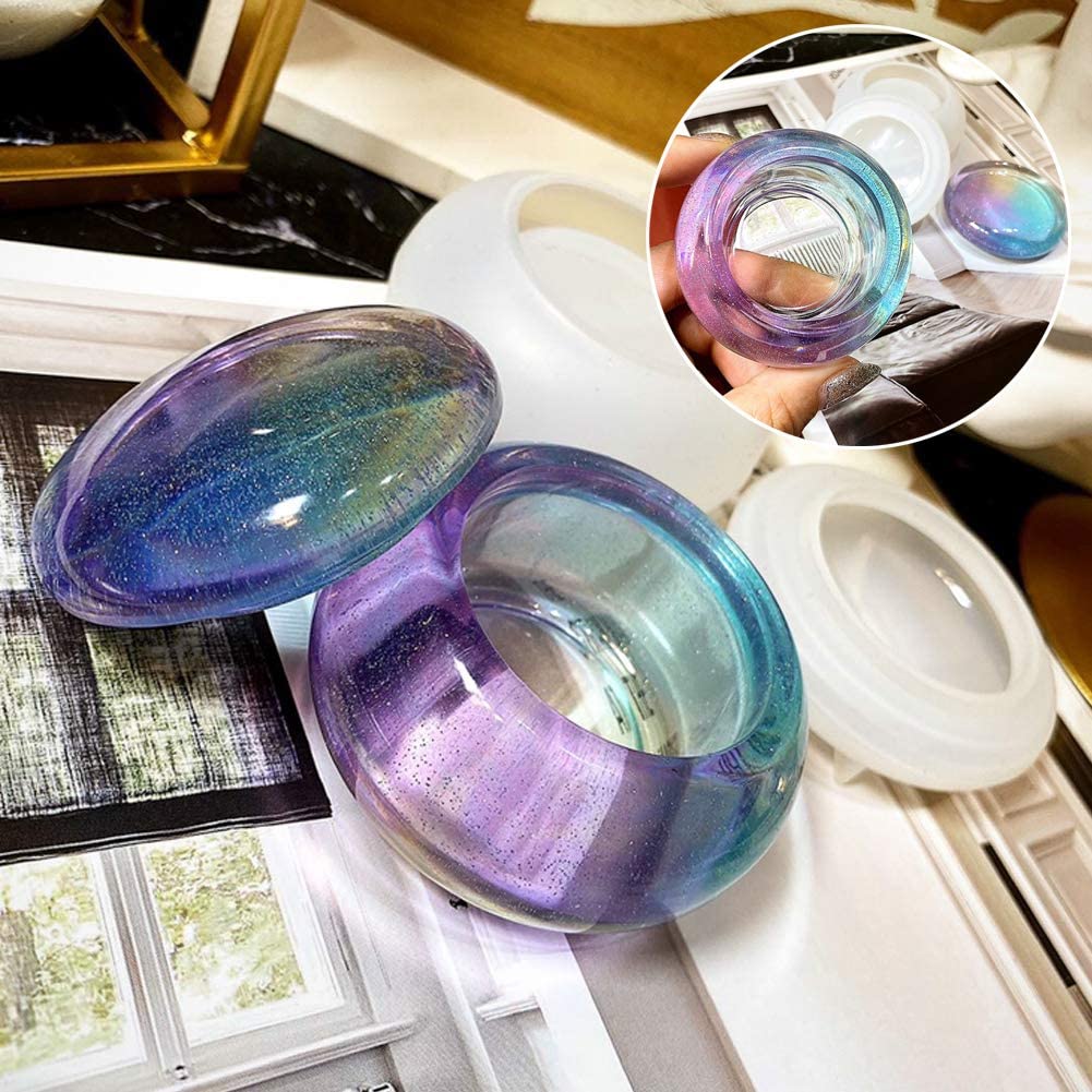 Jar Mold for Resin with Bird Lid Silicone Box Resin Mold