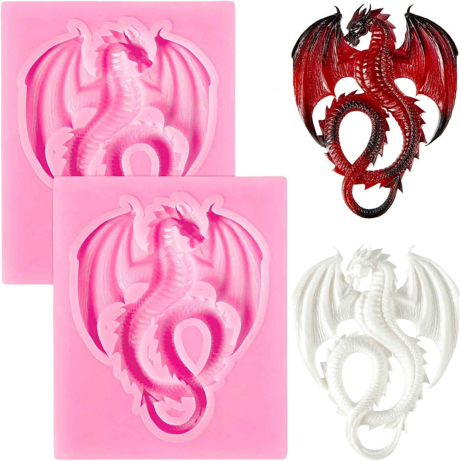 2 Pieces Flying Dragon Silicone Mold Cute Dragon Fondant Mold – IntoResin