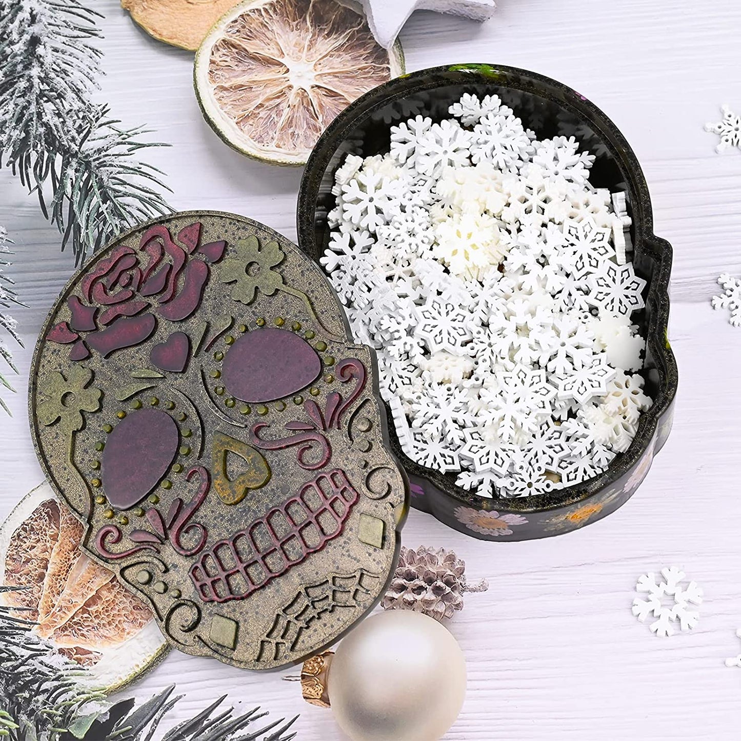 Molde de resina para caja de calavera, molde de resina para joyero de calavera grande