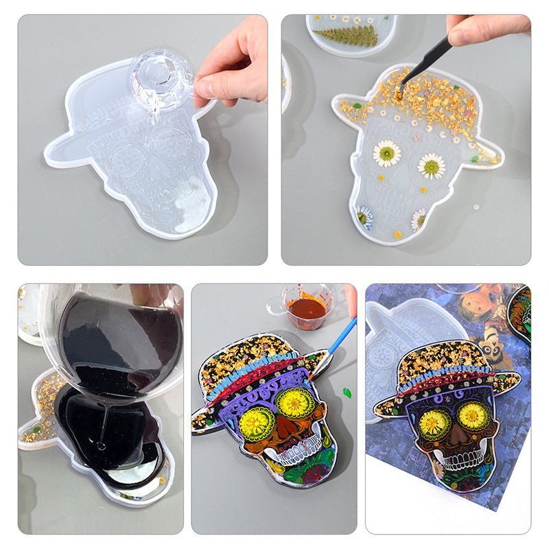 4 posavasos de calavera y hueso