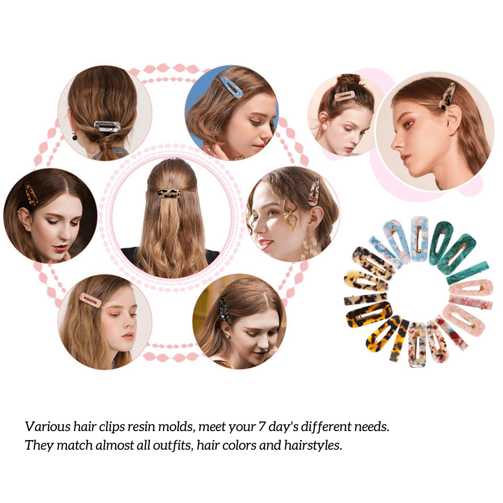 INTORESIN™ 3PCs Hair Clip Resin Mold, 3PCs Golden Hair Clips Accessories for DIY Hair Clip - IntoResin