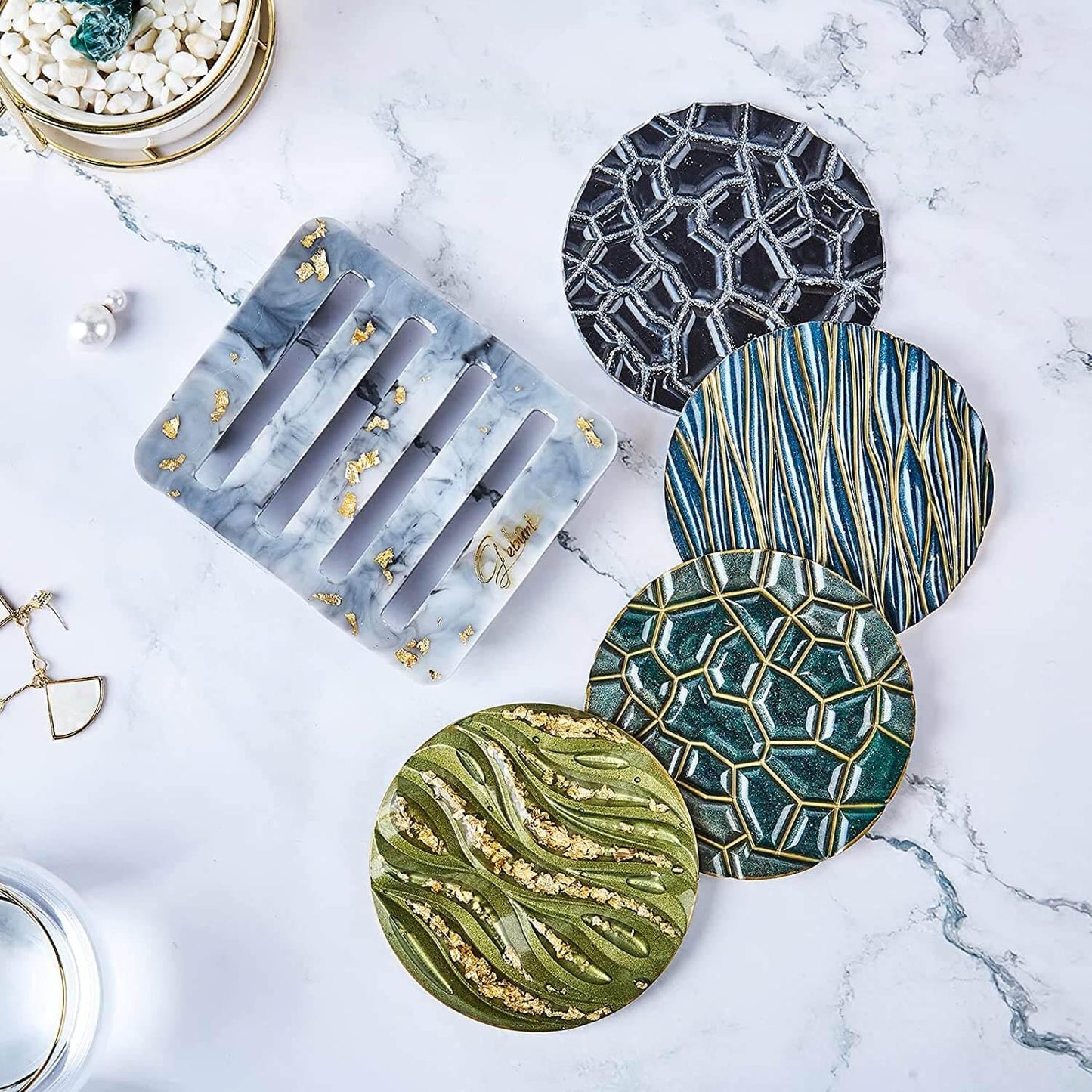 INTORESIN™ Pattern Coaster Resin Molds, Silicone Coaster Molds for DIY Home Decoration - IntoResin
