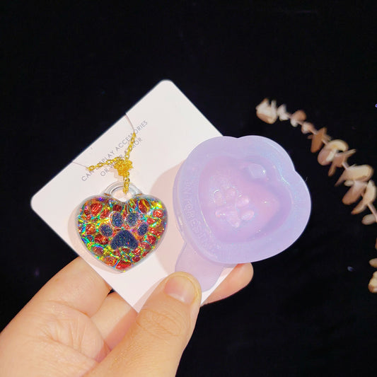 Molde de resina para colgante de joyería con forma de corazón hinchado y garra hecho a mano 
