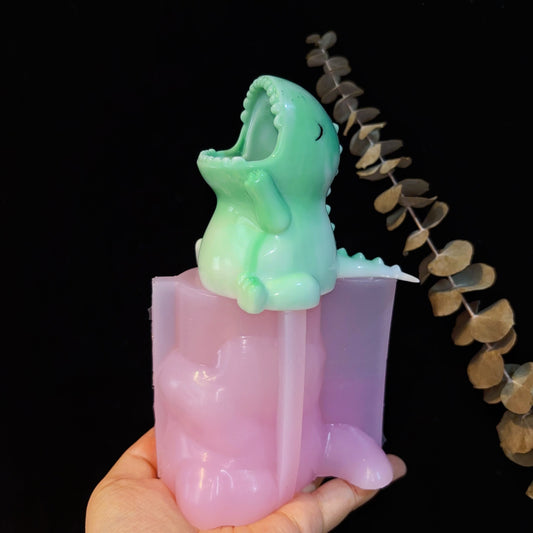 Handmade Cute Roaring Dinosaur Pen Holder Resin Mold