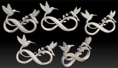 【VIP EXCLUSIVE】Handmade Hummingbird & Infinity Symbol Jewelry Pendant Necklace Resin Mold with Hole