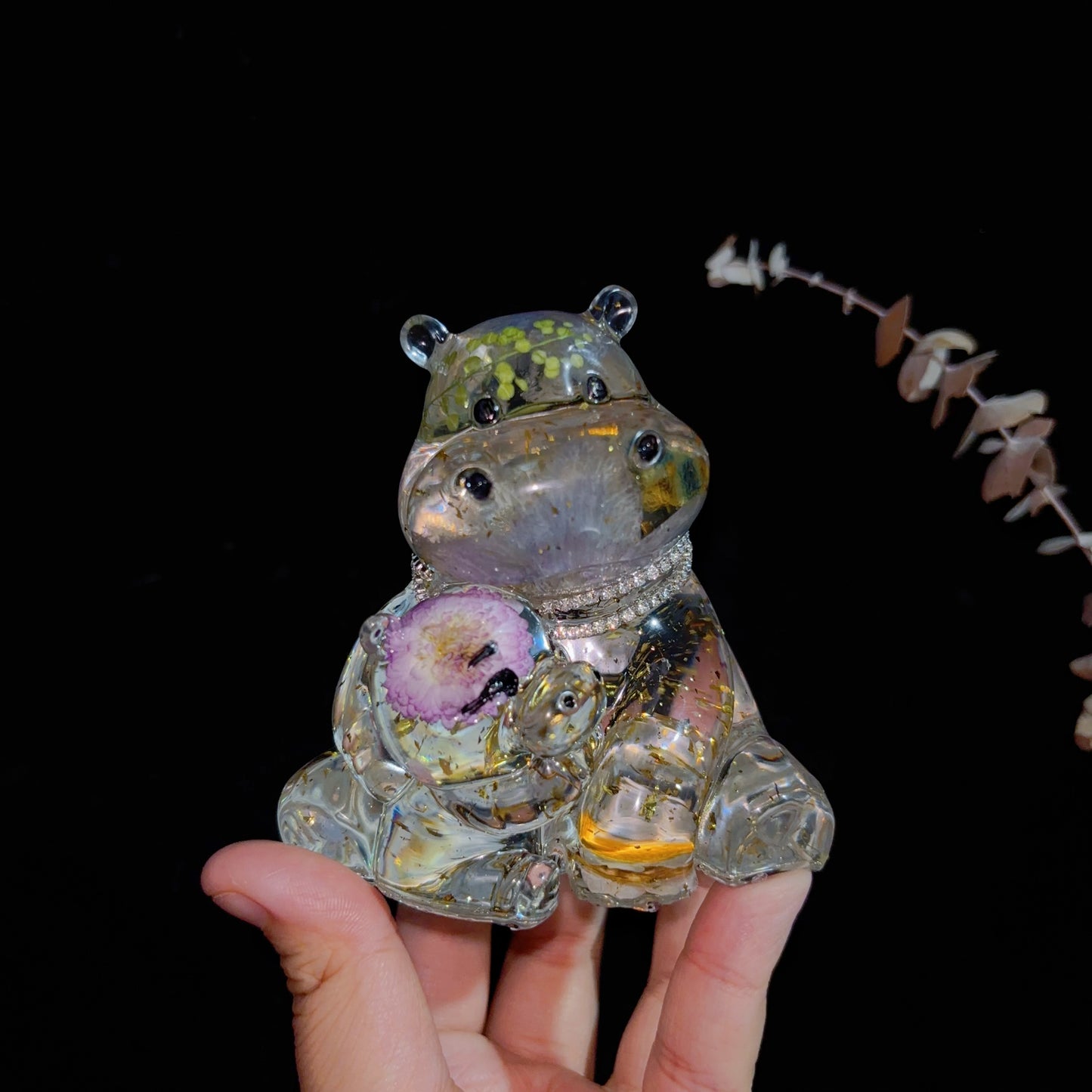 Handmade Mother & Baby Hippo Hug Ornament Resin Mold