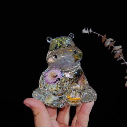 Handmade Mother & Baby Hippo Hug Ornament Resin Mold