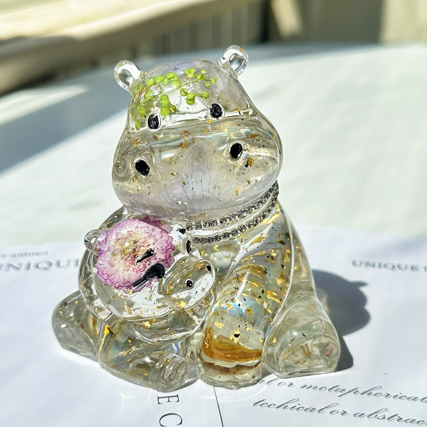 Handmade Mother & Baby Hippo Hug Ornament Resin Mold