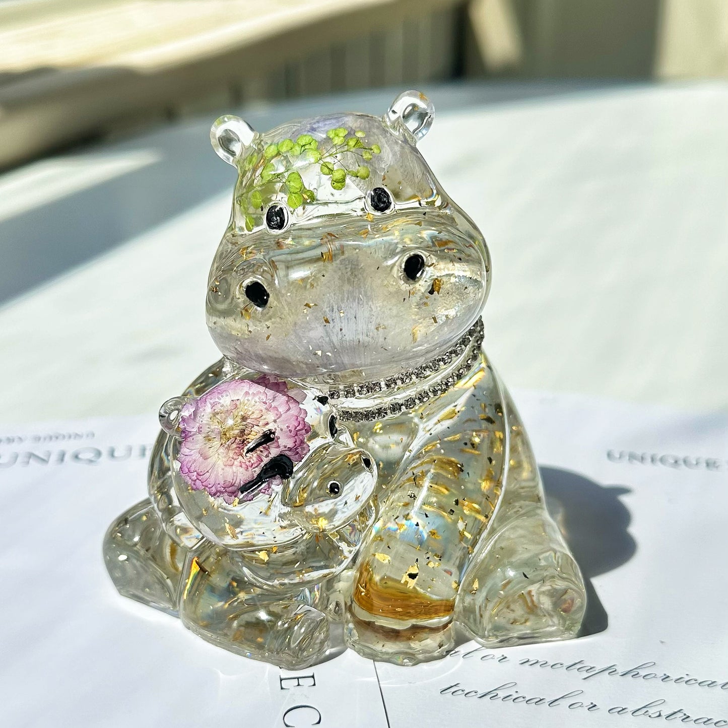 Handmade Mother & Baby Hippo Hug Ornament Resin Mold