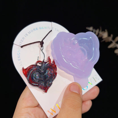 Handmade Flaming Heart Charm Resin Mold