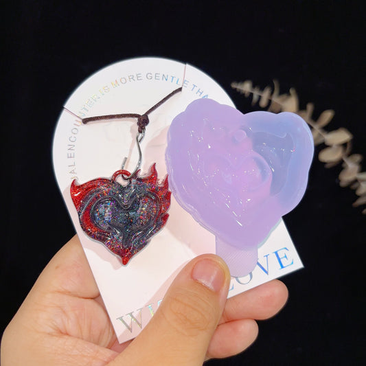 Handmade Flaming Heart Charm Resin Mold