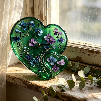 Double-Warped Heart Clock Resin Mold