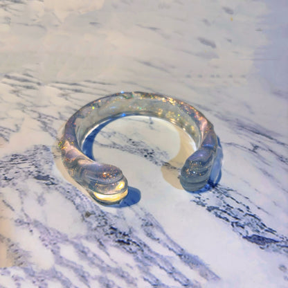 Molde de resina para pulsera de garra de gato semiabierta con ondas de agua, hecho a mano. Diámetro interior: 6,5 cm. 