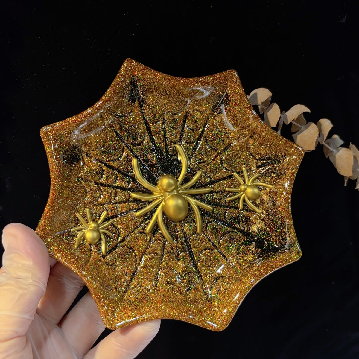 Handmade Spider Web Storage Tray Decorative Figurine Resin Mold