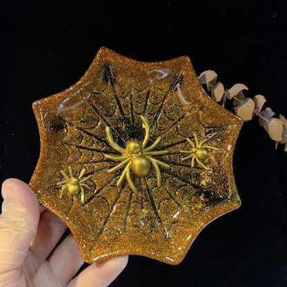 Handmade Spider Web Storage Tray Decorative Figurine Resin Mold