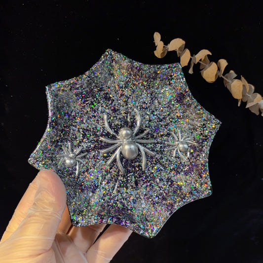 Handmade Spider Web Storage Tray Decorative Figurine Resin Mold