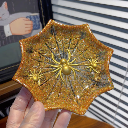 Handmade Spider Web Storage Tray Decorative Figurine Resin Mold