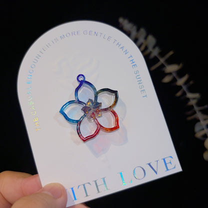 Molde de resina para colgante de flor hueca hecho a mano con agujero 