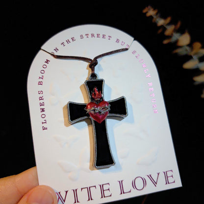 Handmade Dove & Sacred Heart Cross Pendant Resin Mold