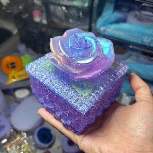 Handmade Diamond Square Floral Storage Jar Resin Mold
