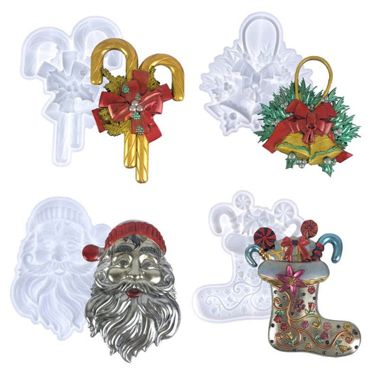 Christmas Bells Santa Sock Crutches Candy Decorations Resin Molds