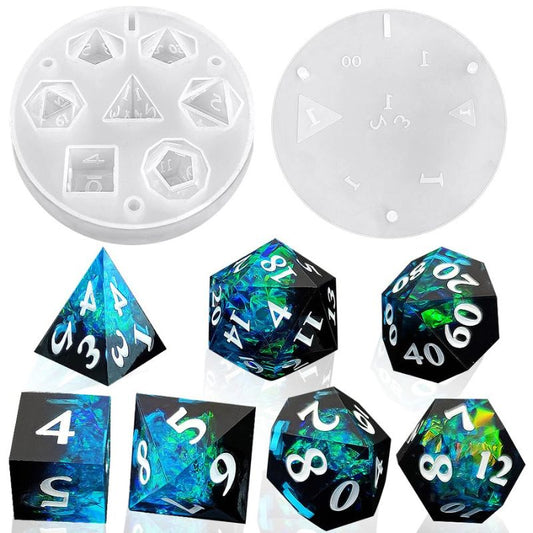Juego de moldes de resina para cajas de 7 dados con números