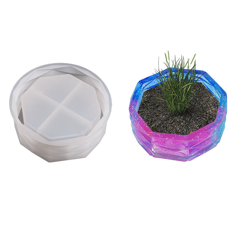 Round Cut Surface Flower Pot Storage Box Resin Mold