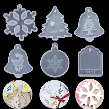 6pcs Christmas Ornament Snowflake Resin Molds